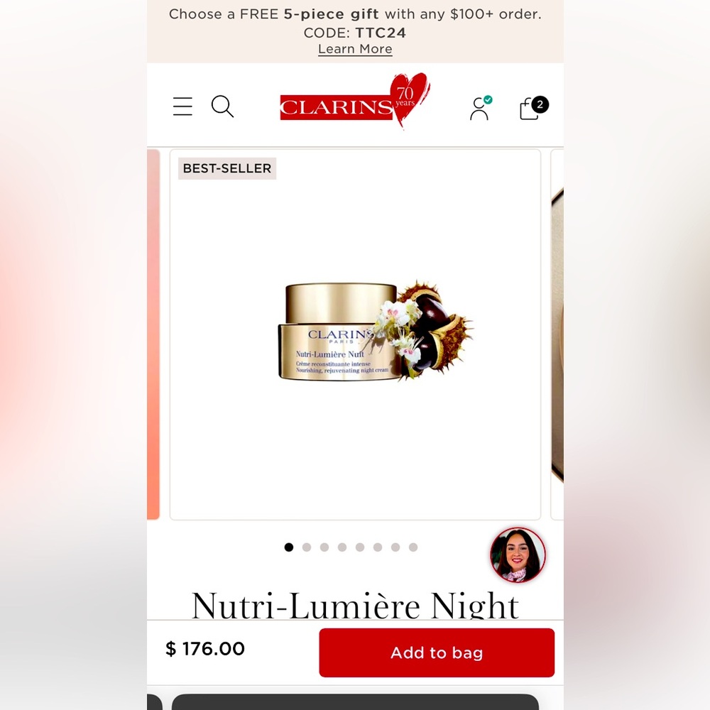 BNIB CLARINS NUTRI-LUMIERE NUIT